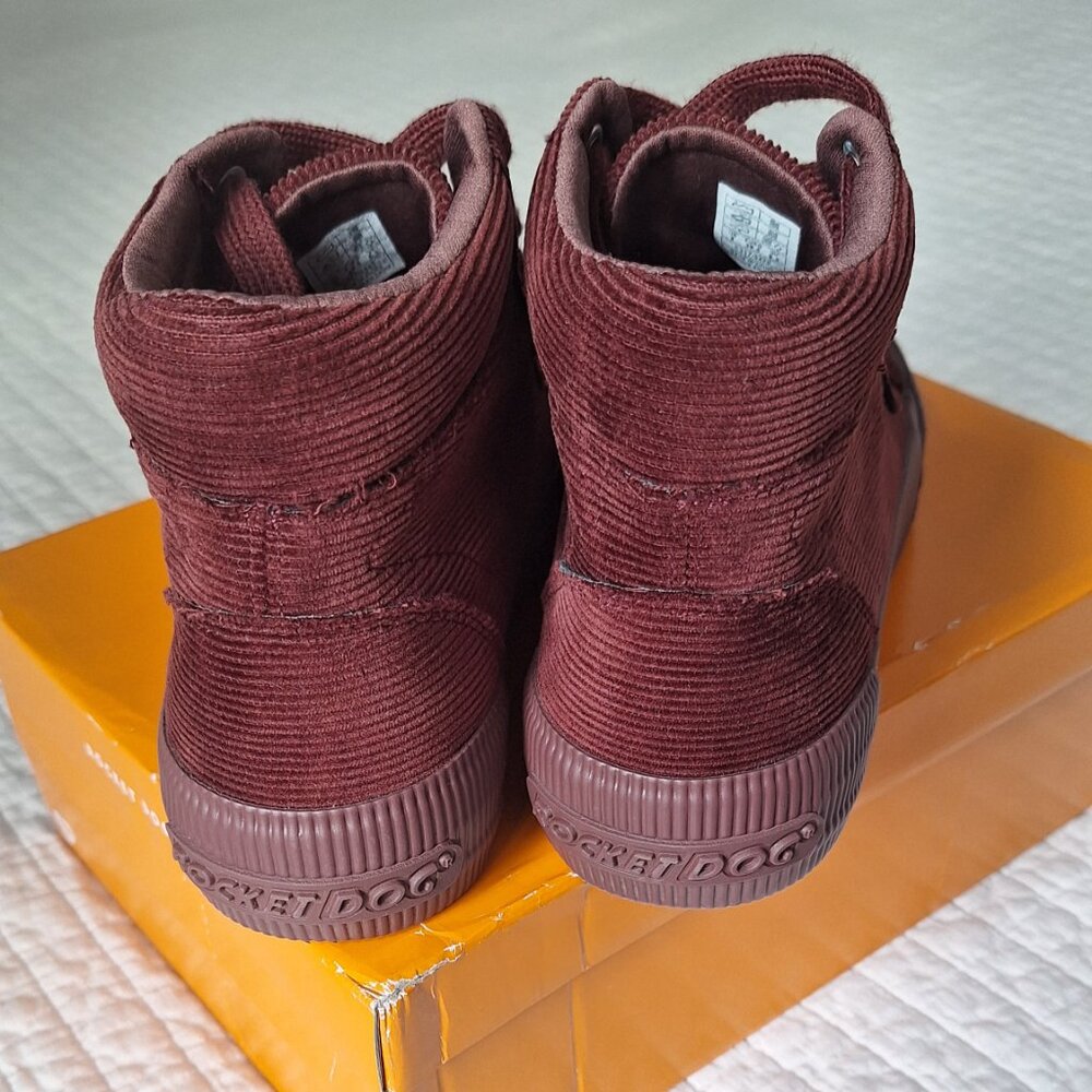 NEW Women's Size 9 Burgundy Corduroy high-top Rocket Dog Sneakers - Picture 3 of 8